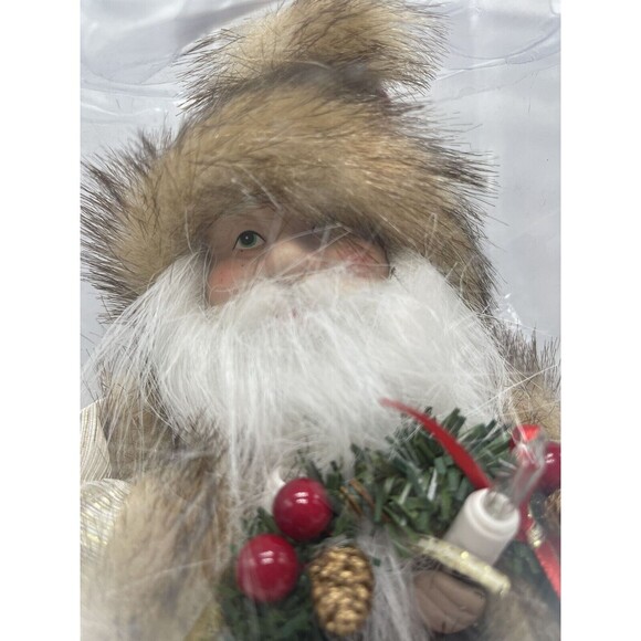 Kurt Adler 10 in. 10-Light Burgundy and Brown Santa Tree Topper Damage Box New - Picture 6 of 12